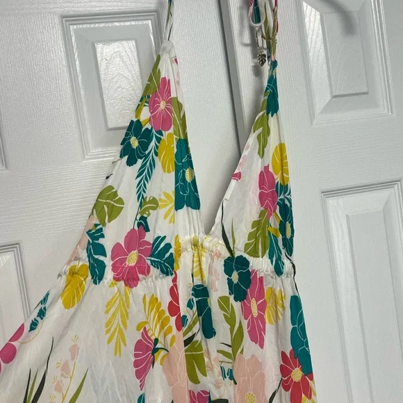 Kate Spade New York Tropical Floral Halter Maxi Dress cover up size Large - Picture 7 of 13